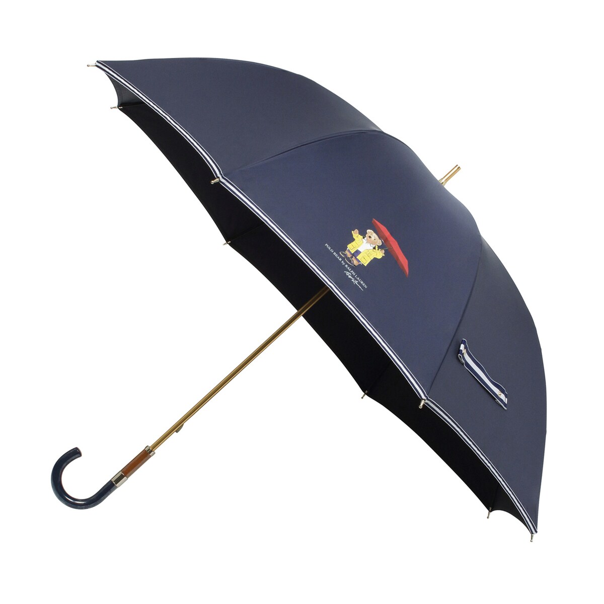 木製ハンドル】雨傘 長傘 ツイル ポロベア パイピング ロゴ UV