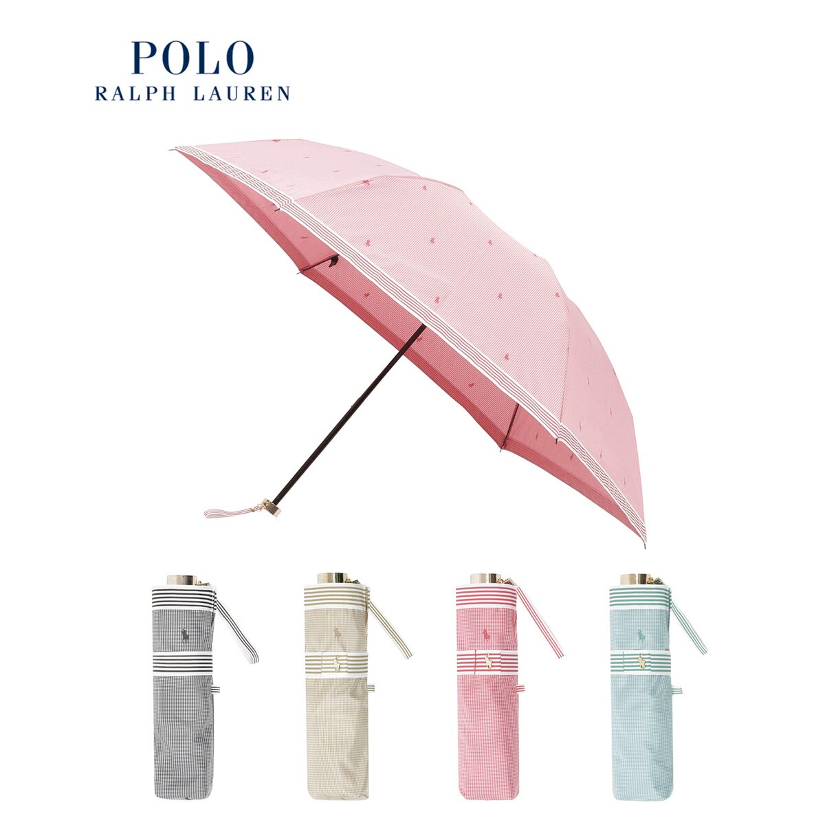POLO RALPH LAUREN (ポロ ラルフローレン)千鳥格子 折りたたみ傘 雨傘 折りたたみ傘 ポロポニー ロゴ 千鳥格子 チェック ボーダー