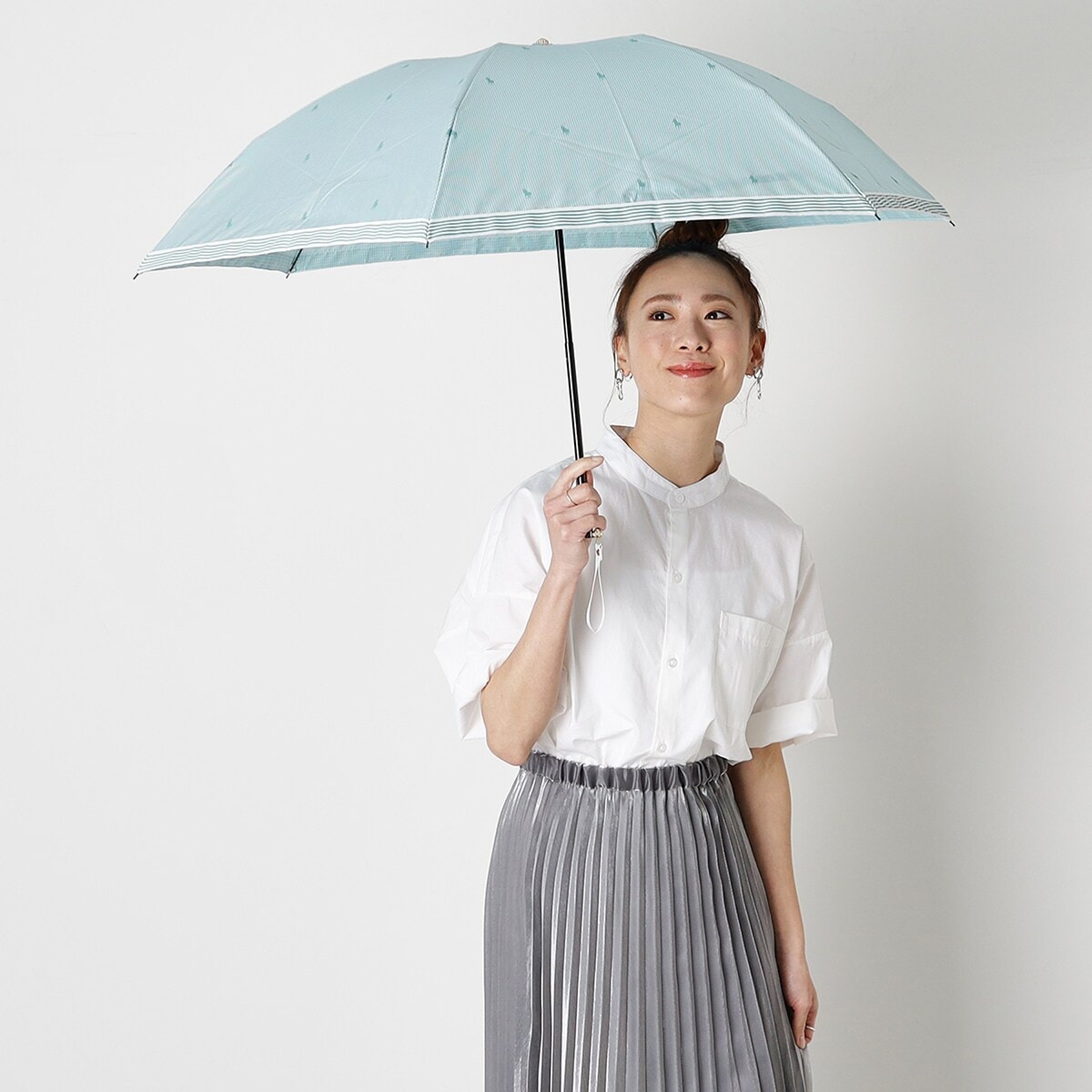 POLO RALPH LAUREN ツイル先染ストライプフリル折りたたみ傘 雨傘】ポロ ラルフ ローレン (POLO RALPH LAUREN) ツイル先染