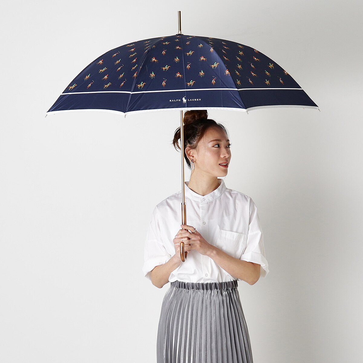 ポロ ラルフローレン★ポニー柄  総柄　長傘  ピンク 美品 ポロラルフローレン 晴雨兼用折りたたみ傘 ポニー総柄