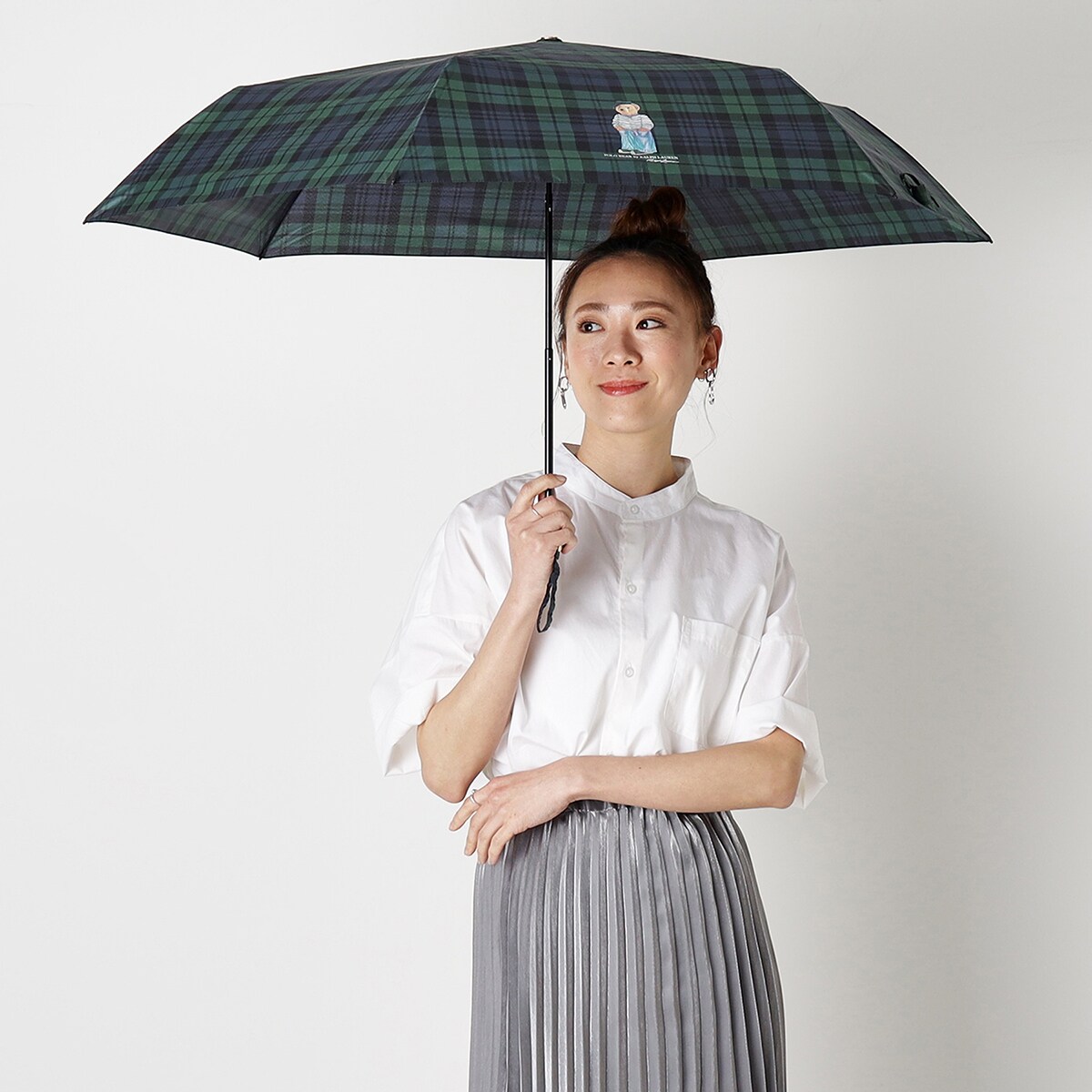 【未使用タグ付】ポロベア ポロ ラルフローレン 折りたたみ 雨傘 チェック 雨傘 折りたたみ傘 ポロベア ロゴ ワンポイント チェック UV ユニ