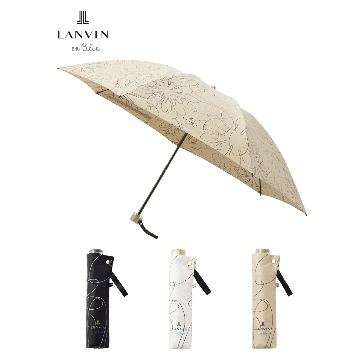 LANVIN COLLECTION 花柄折りたたみ傘 簡単開閉】雨傘 折りたたみ傘 花柄 フラワー | ランバン オン ブルー