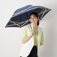 ランバン オン ブルー(LANVIN en Bleu)の折りたたみ傘 リボンボーダー クイックアーチ 雨傘