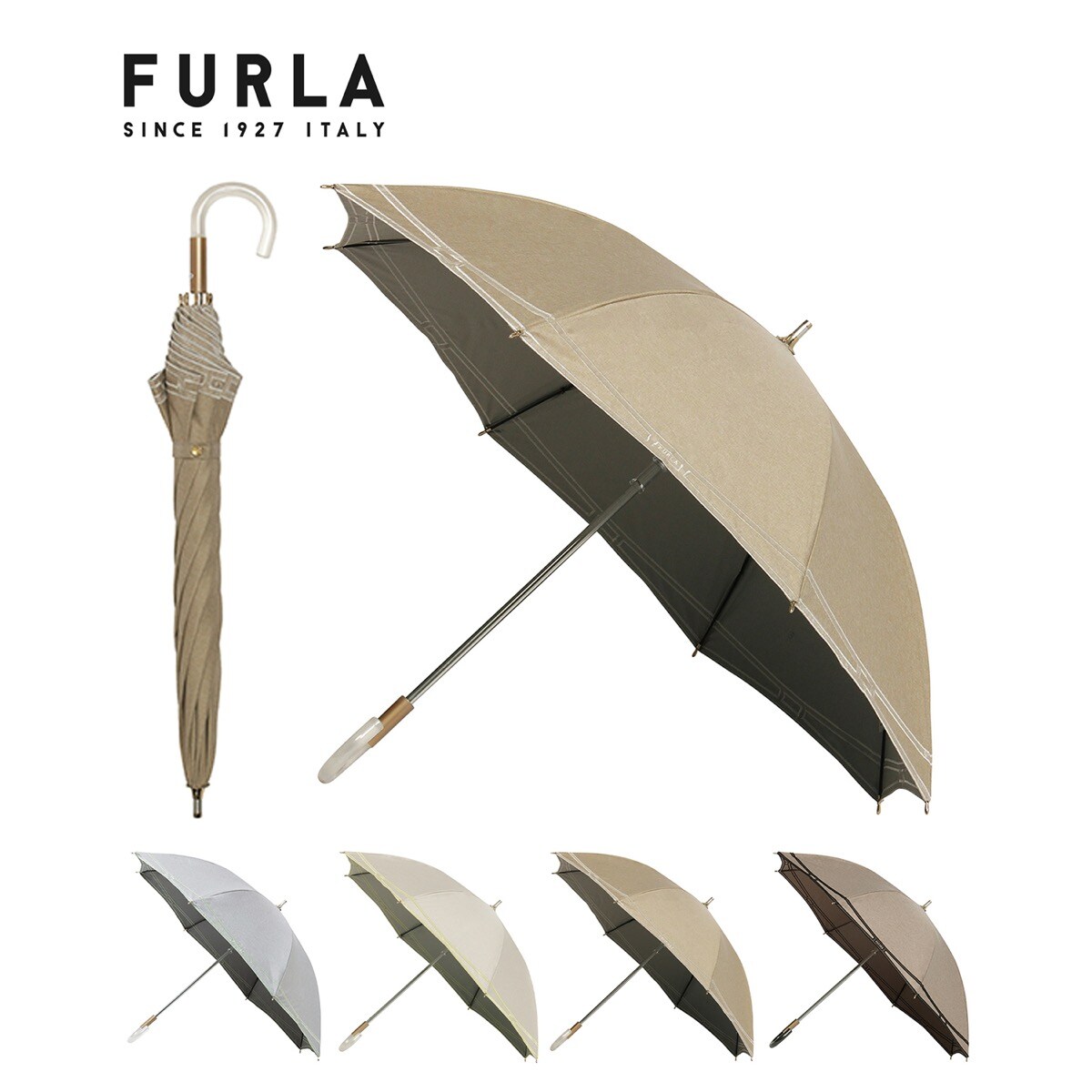 新品★ FURLA 晴雨兼用折りたたみ日傘 オーガンジー チェーン刺繍”グレー フルラ FURLA 晴雨兼用折りたたみ日傘 ”オーガンジー チェーン