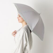 晴雨兼用日傘 長傘 シャンブレー オーガンジー ロゴ刺繍 遮光 遮熱 UV 軽量