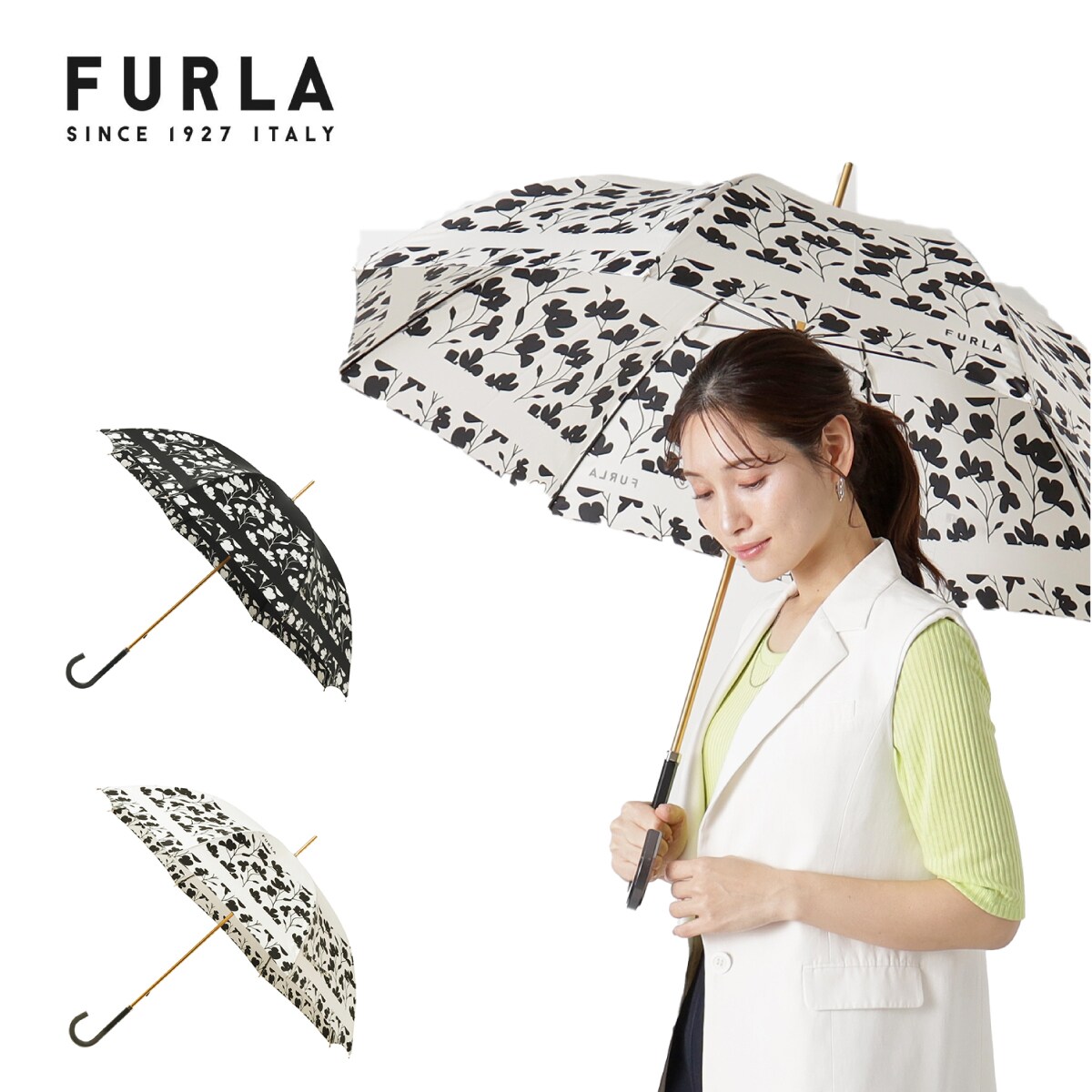 新品　フルラ　長傘　UV紫外線防止加工　ロゴ総柄 新品 フルラ 長傘 晴雨兼用 UV紫外線防止加工 総柄 - メルカリ