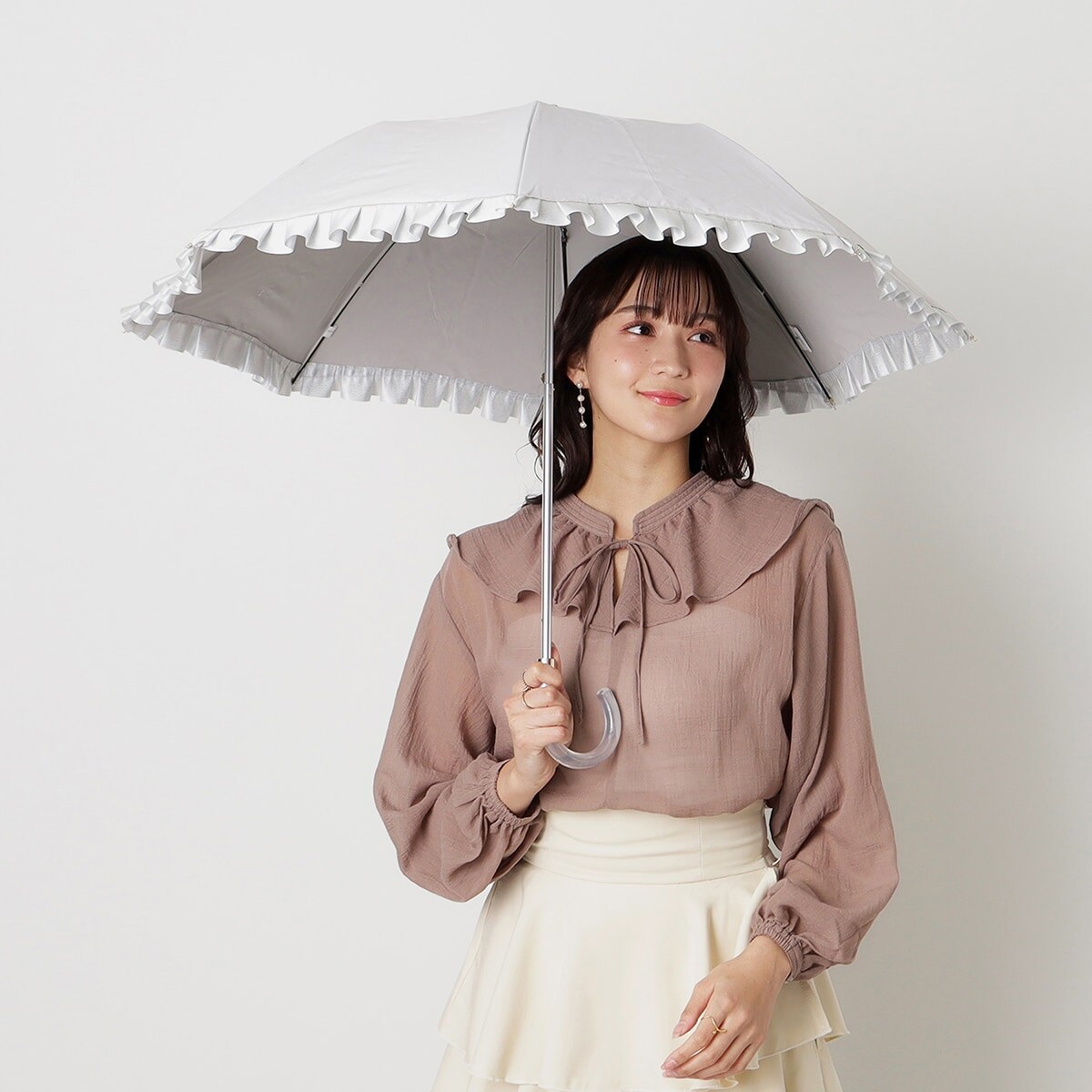 新品 LAVIN ランバン ビジュー リボン 晴雨兼用 折りたたみ傘 UV 遮熱 ランバン オン ブルー 晴雨兼用日傘 折りたたみ傘 切り継ぎ
