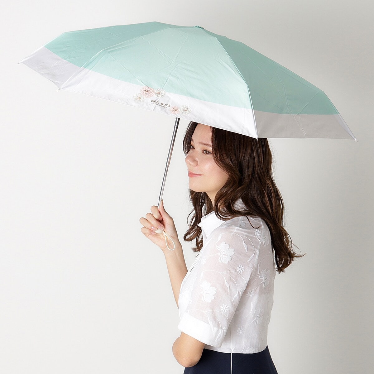 WEB限定】晴雨兼用折りたたみ日傘 バンブー フリル 1級遮光 遮熱