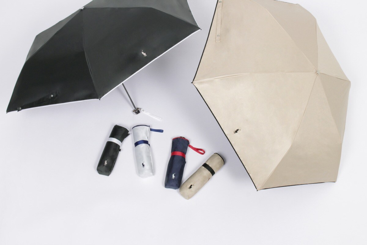 晴雨兼用折りたたみ日傘 ボーダー 遮光 遮熱 UV 軽量 | ポロ