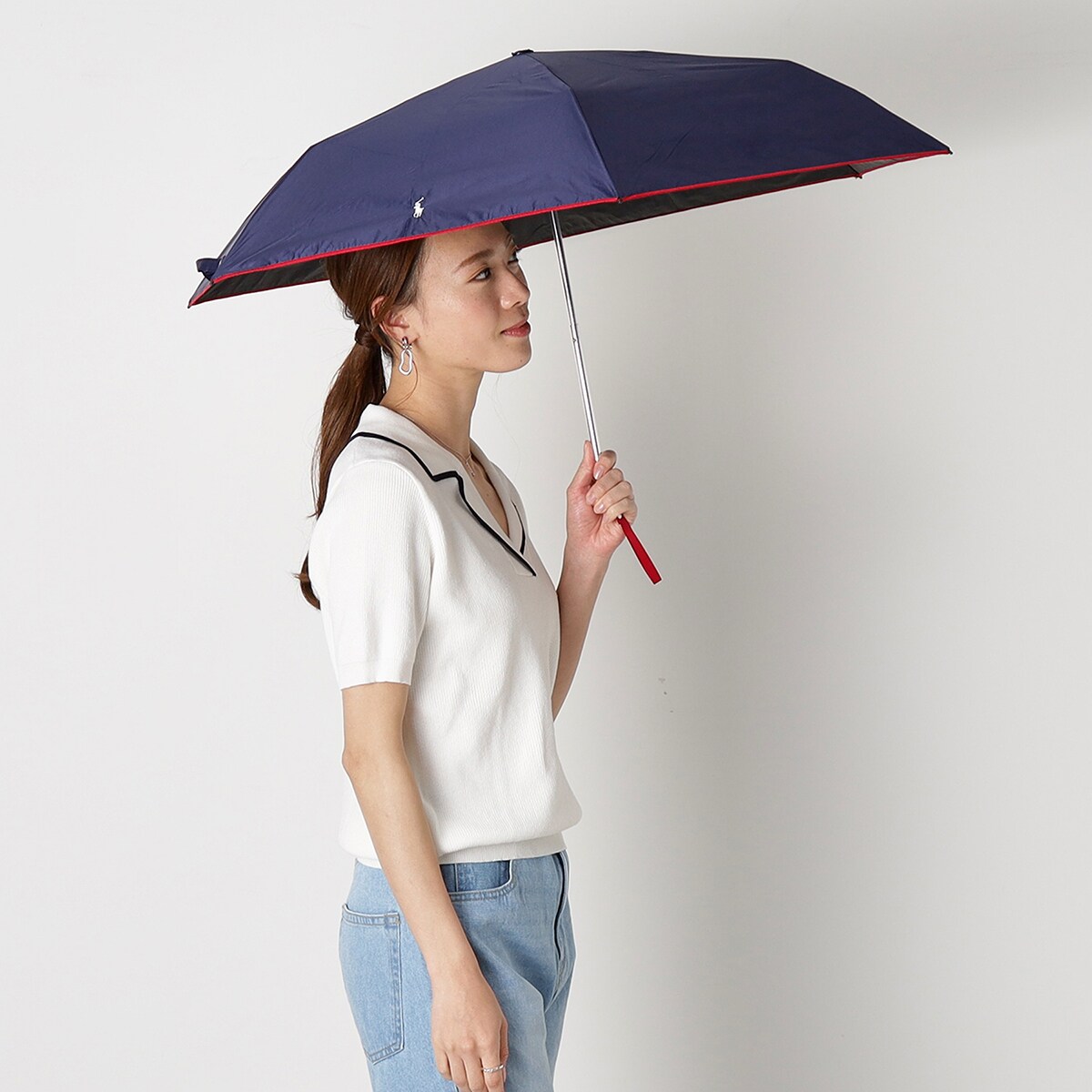 【新品未使用】ポロラルフローレン パラソル 日傘 晴雨兼用 ポニー刺繍 WEB限定】晴雨兼用折りたたみ日傘 ポロポニー 刺繍 エンブ刺繍