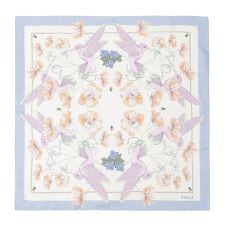 フルラ(FURLA)の【洗える】シルクスカーフ 65×65cm ツイル 花柄 鳥柄 ロゴ UV