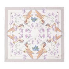 フルラ(FURLA)の【洗える】シルクスカーフ 65×65cm ツイル 花柄 鳥柄 ロゴ UV