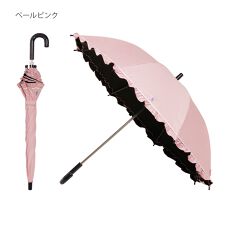 【子供傘】晴雨兼用日傘 長傘 雨傘 晴雨兼用傘 フリル グログラン ポロポニー 遮光 遮熱 UV
