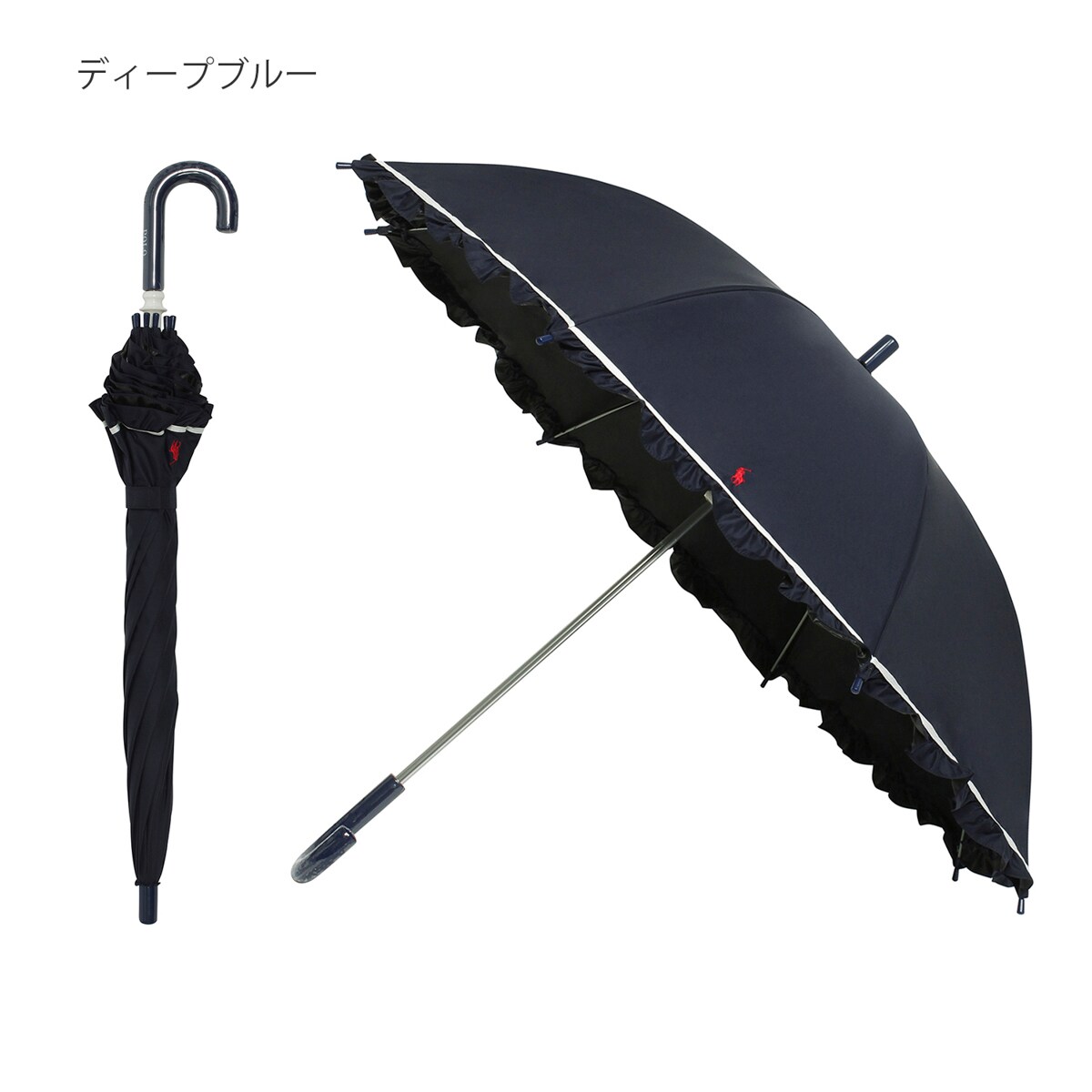 【未使用】ラルフローレン 長傘 雨傘 65cm ポニー 総柄 ブラック 雨傘 長傘 ポロポニー 馬柄 ロゴ ワンポイント UV ユニセックス