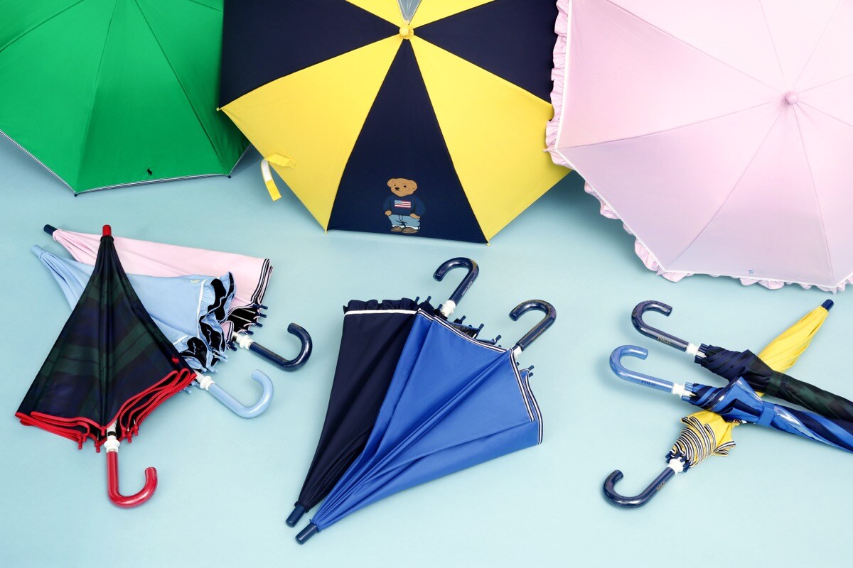 新品✨ポロラルフローレン　晴雨兼用日傘　長傘　フリル　エンブロイダリー　ネイビー 晴雨兼用日傘 長傘 ポロポニー ストライプフリル 遮光 遮熱 UV