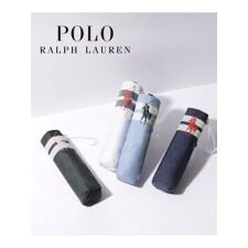 ポロ ラルフ ローレン(POLO RALPH LAUREN)の【WEB限定】日傘 折りたたみ傘 晴雨兼用傘 フワクール ポロポニー 裾ボーダー 遮光 遮熱 UV