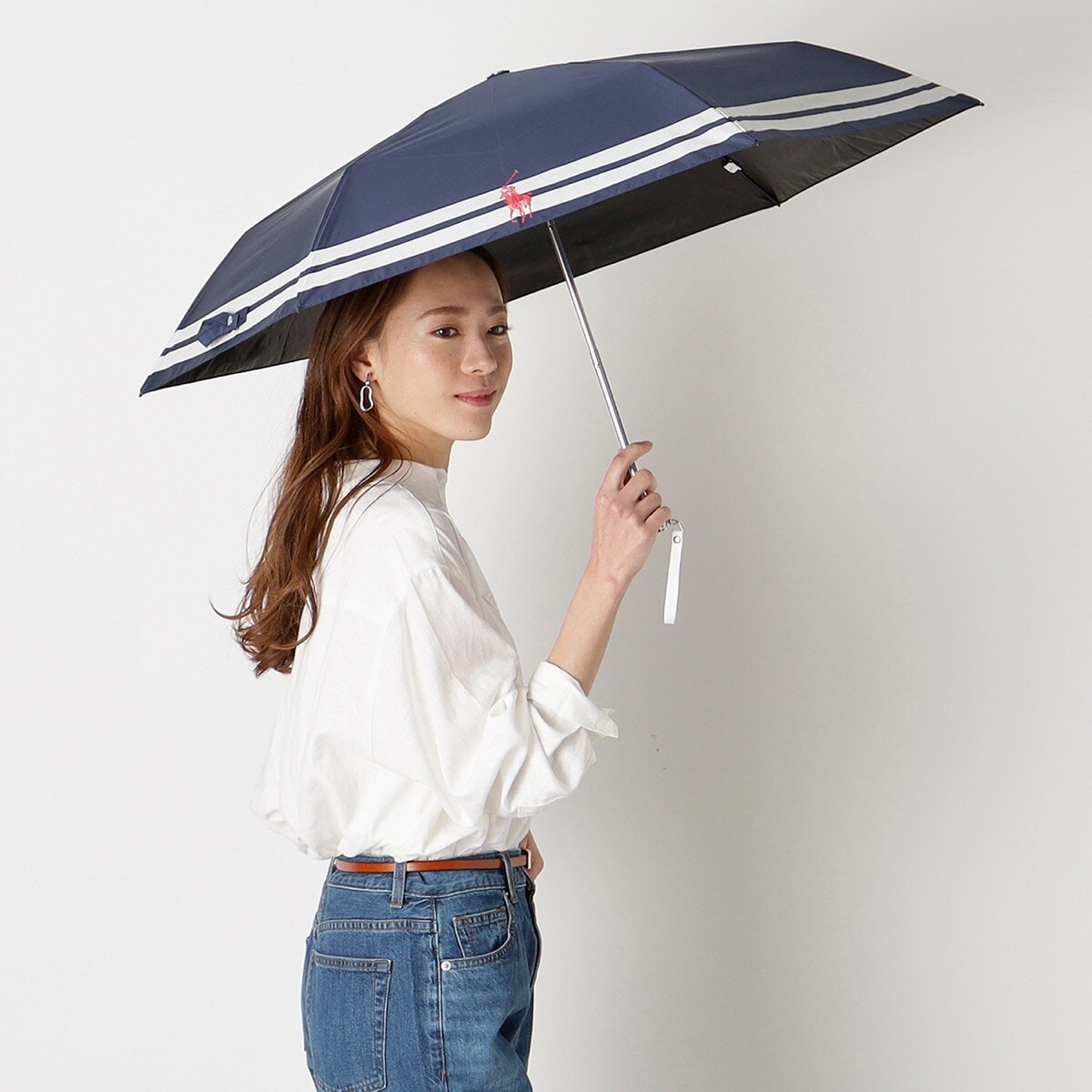 晴雨兼用日傘 ワンポイントPP 遮光 遮熱 UV 折りたたみ傘 | ポロ