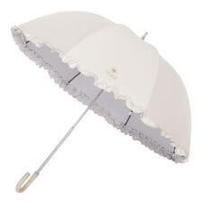 日傘 長傘 晴雨兼用傘 花柄 フリル クリザンテーム ワンポイント 深張