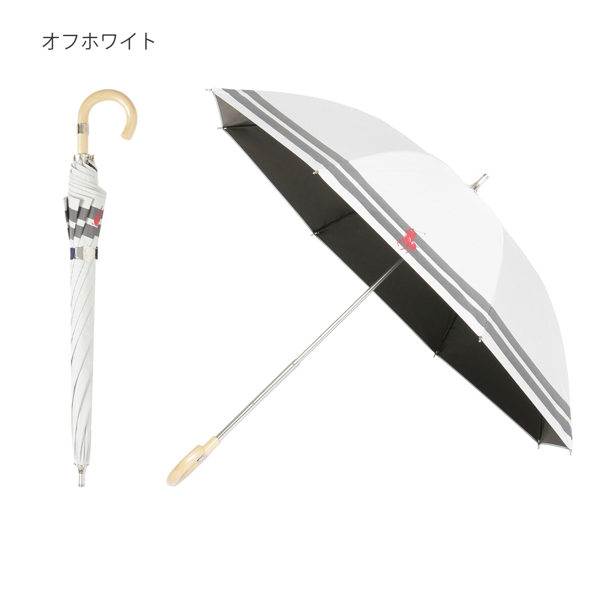 ★新品★ポロラルローレン　晴雨兼用パラソル　日傘　１級遮光　スライド式　軽量　白 日傘】ポロ ラルフ ローレン (POLO RALPH LAUREN) PPロゴ刺繍