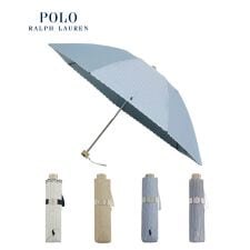 ポロ ラルフ ローレン(POLO RALPH LAUREN)の晴雨兼用折りたたみ日傘 ポロポニー ストライプ スカラ刺繍 遮光 遮熱 UV 軽量 簡単開閉