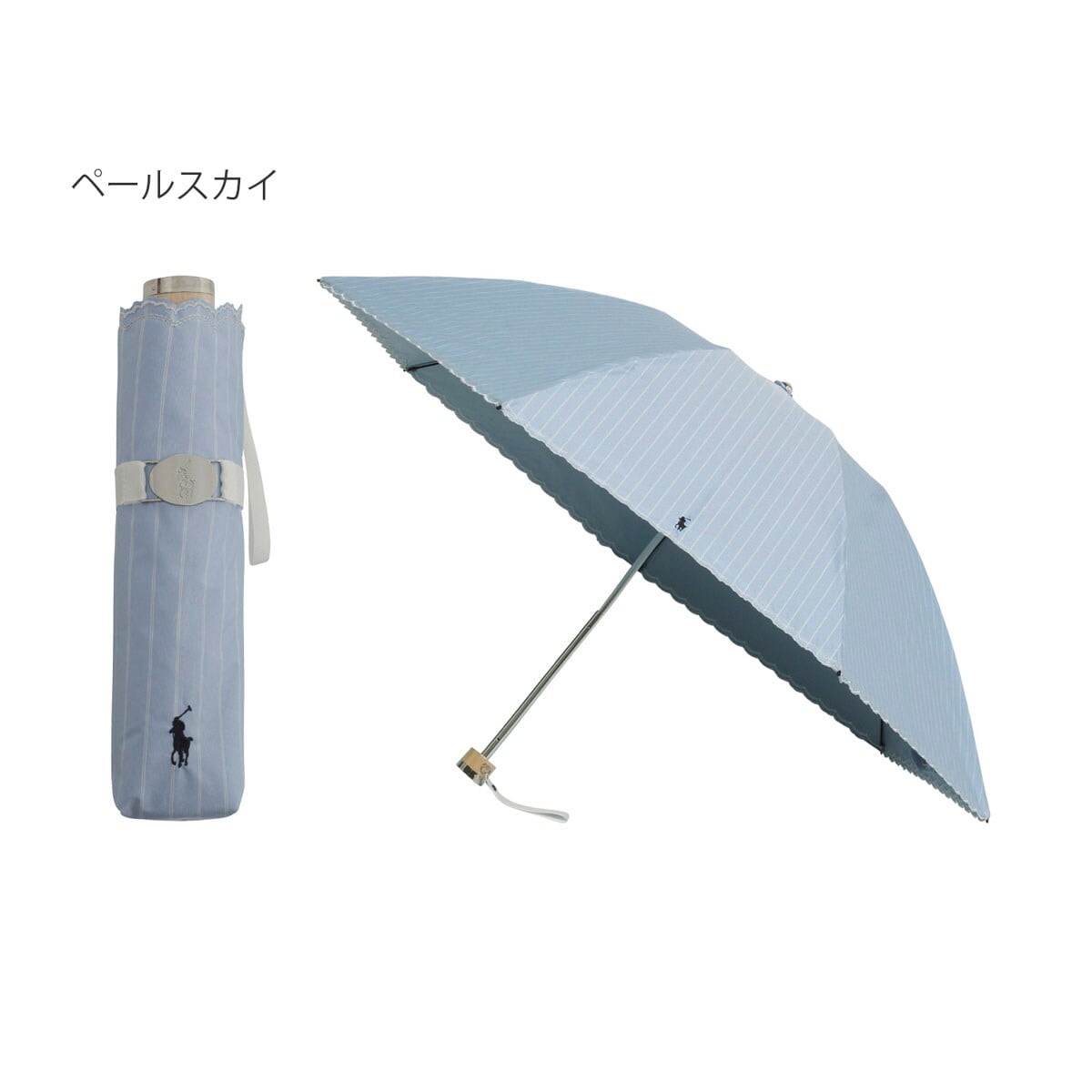 新品★ポロラルフローレン楽折★晴雨兼用★ 遮光 遮熱 UV ★エンブフリル白 遮光/晴雨兼用日傘】POLO RALPH LAUREN（ポロラルフローレン
