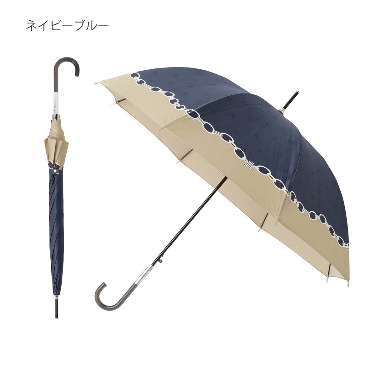 日本製】【耐風傘】ジャンプ傘 長傘 雨傘 UV チャーム×ロゴ柄