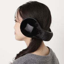 【ギフト箱入り】イヤマフ フェイクファー バックアーム ロゴ ワンポイント 無地