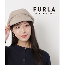フルラ(FURLA)の【日本製 洗える】6方ツイードキャスケット 帽子 ロゴ ワンポイント 無地 UV