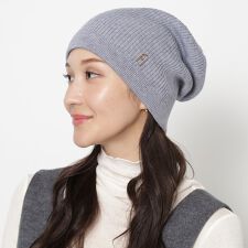 フルラ(FURLA)のリブニット 帽子 ロゴ ワンポイント 無地