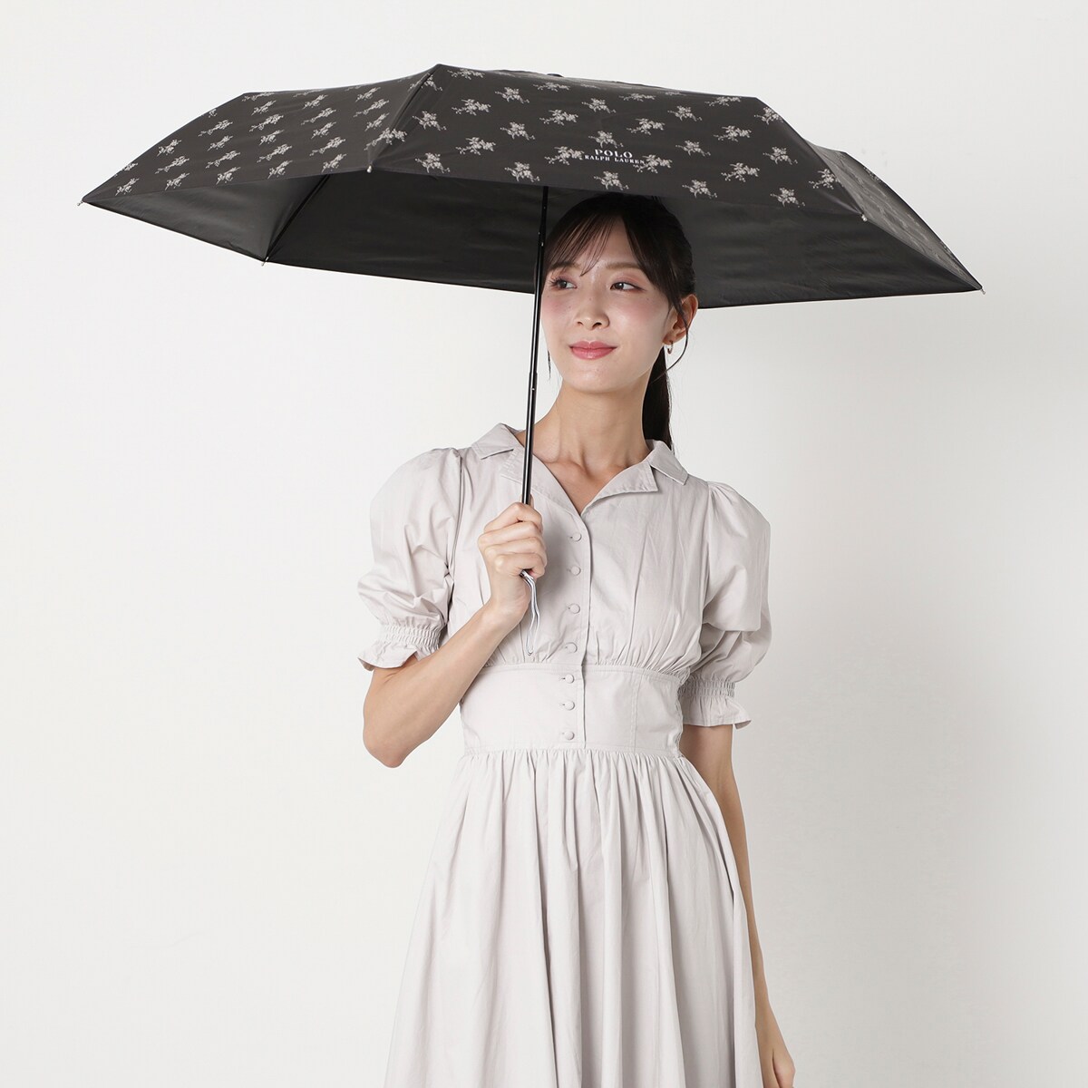 ラルフローレン ポロ 折りたたみ兼用傘 ストライプ柄フリル付き POLO RALPH LAUREN 折りたたみ傘 遮光 晴雨兼用折りたたみ日傘