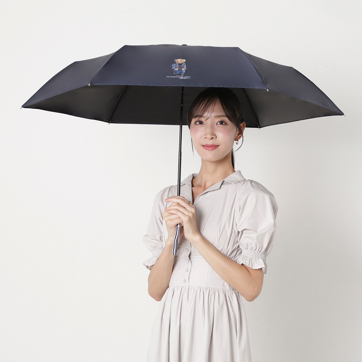 未使用ラルフローレンストライプデザインの長傘（フリル付き） 遮光 晴雨兼用日傘 ”ストライプフリル”（長傘）｜POLO RALPH