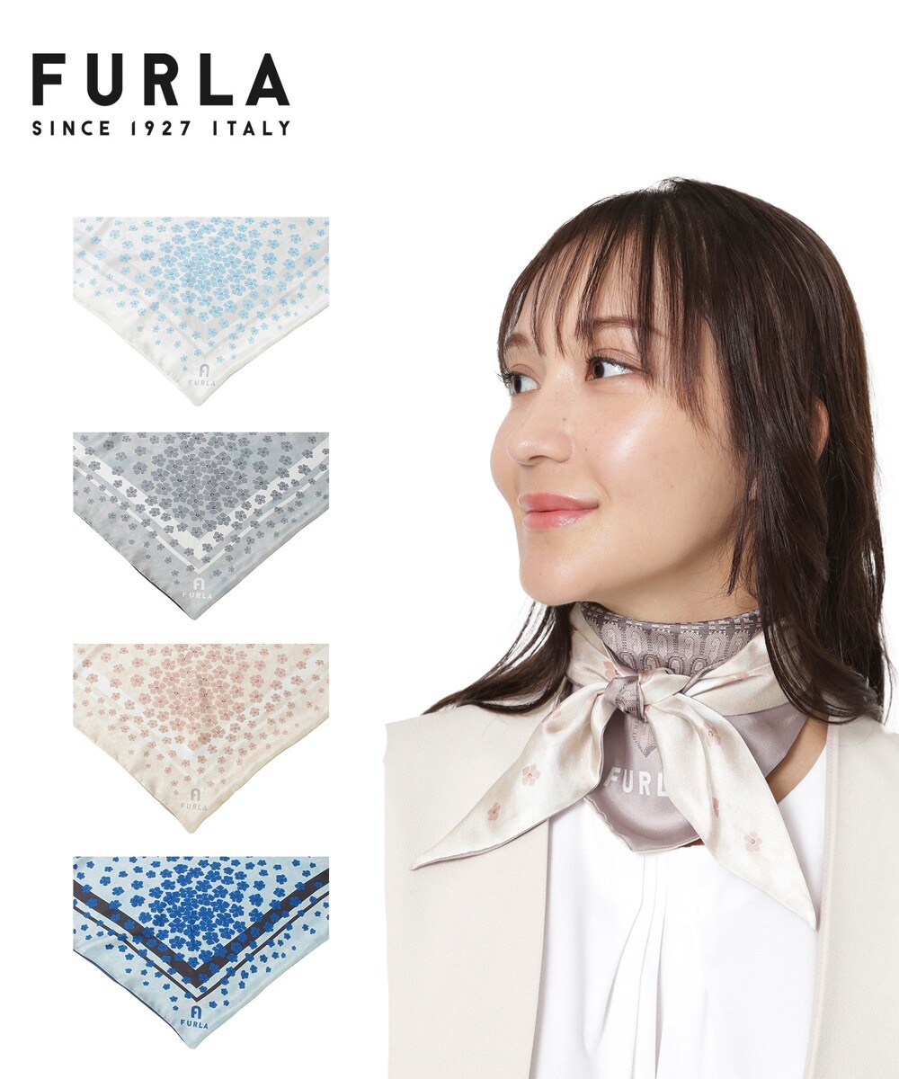 シルクスカーフ 58×58cm ツイル 蝶柄 花柄 バタフライ ロゴ UV