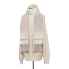 【洗える】カシミヤ100％紡毛厚手ストール 50×190cm オンブレー カラーブロック