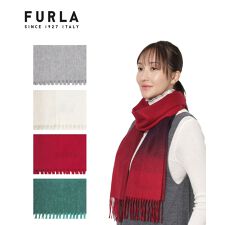 フルラ(FURLA)の【洗える】カシミヤ100％紡毛厚手マフラー 30×180cm オンブレー カラーブロック