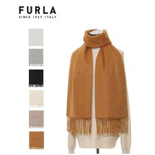 フルラ(FURLA)の【洗える】カシミヤ100％紡毛厚手ストール 50×190cm ロゴ 無地
