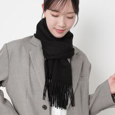 フルラ(FURLA)の【洗える】カシミヤ100％紡毛厚手ストール 50×190cm ロゴ 無地