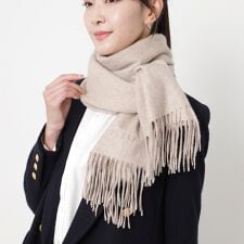 フルラ(FURLA)の【洗える】カシミヤ100％紡毛厚手ストール 50×190cm ロゴ 無地