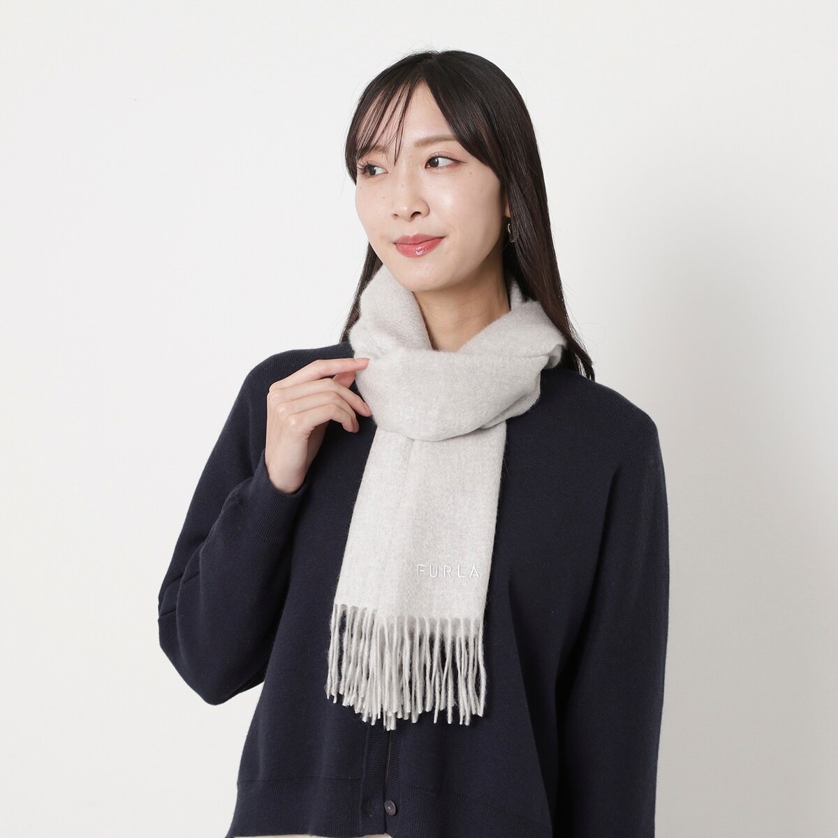 【新品未使用タグ付き】FURLA　大判カシミヤストール　マフラー　ショール FURLA マフラー ストール カシミヤ100% ”ブロックチェック