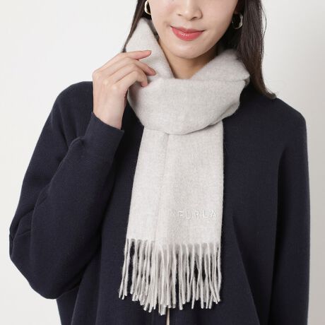 【フルラ】カシミヤ100％紡毛厚手マフラー