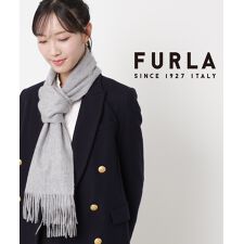フルラ(FURLA)の【洗える】カシミヤ100％紡毛厚手マフラー 30×180cm ロゴ 無地