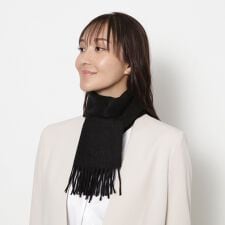 【洗える】カシミヤ100％紡毛厚手マフラー 20×150cm ロゴ 無地