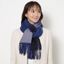 フルラ(FURLA)の【洗える】ウール100％紡毛厚手ストール 50×190cm オンブレー カラーブロック