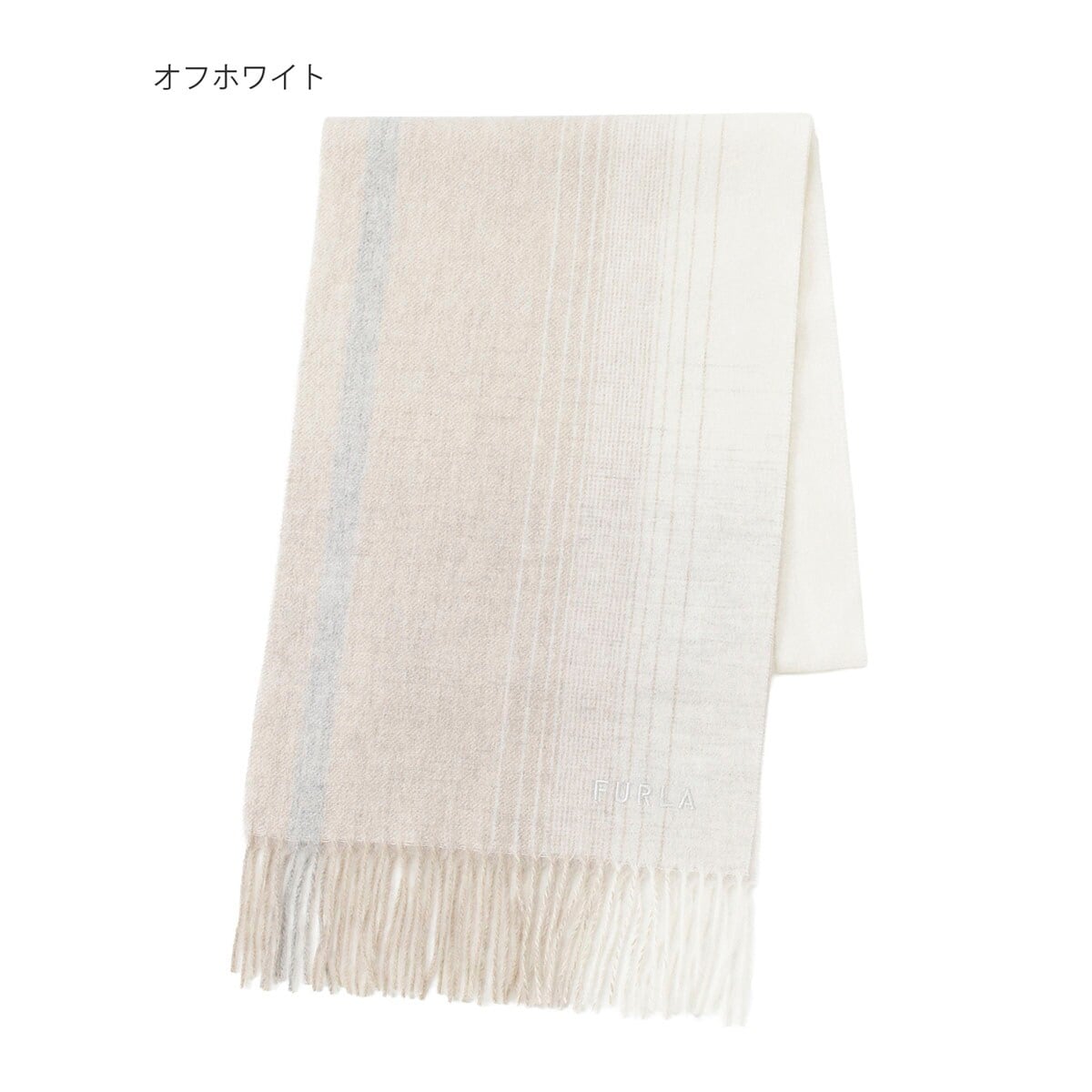 ホワイト マフラー 30×180cm 洗える】ウール紡毛厚手マフラー 30×180cm ラメカラーブロック ロゴ