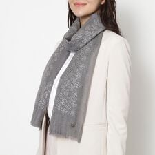 ウールストール 72×184cm 箔プリント ロゴ アーチロゴチャーム付き