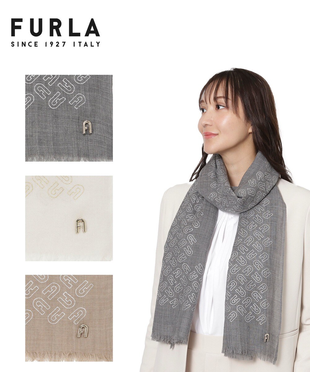 日本製】アルパカ混ツイード調ストール 50×185cm 無地 ロゴ