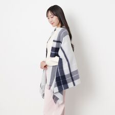 マッキントッシュ フィロソフィー(MACKINTOSH PHILOSOPHY)の【洗える】ウール100％紡毛厚手ストール ポンチョ 羽織り 70×190cm チェック ユニセックス
