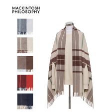 マッキントッシュ フィロソフィー(MACKINTOSH PHILOSOPHY)の【洗える】ウール100％紡毛厚手ストール ポンチョ 羽織り 70×190cm チェック ユニセックス