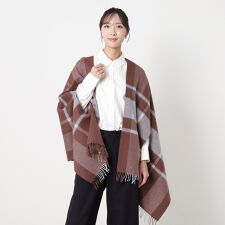 マッキントッシュ フィロソフィー(MACKINTOSH PHILOSOPHY)の【洗える】ウール100％紡毛厚手ストール ポンチョ 羽織り 70×190cm チェック ユニセックス