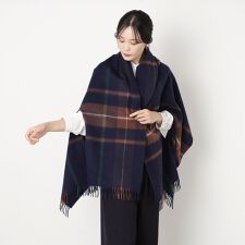 マッキントッシュ フィロソフィー(MACKINTOSH PHILOSOPHY)の【洗える】ウール100％紡毛厚手ストール ポンチョ 羽織り 70×190cm チェック ユニセックス