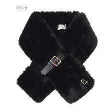 フルラ(FURLA)のベルト付きフェイクファーマフラー 13×88cm アーチロゴチャーム付き